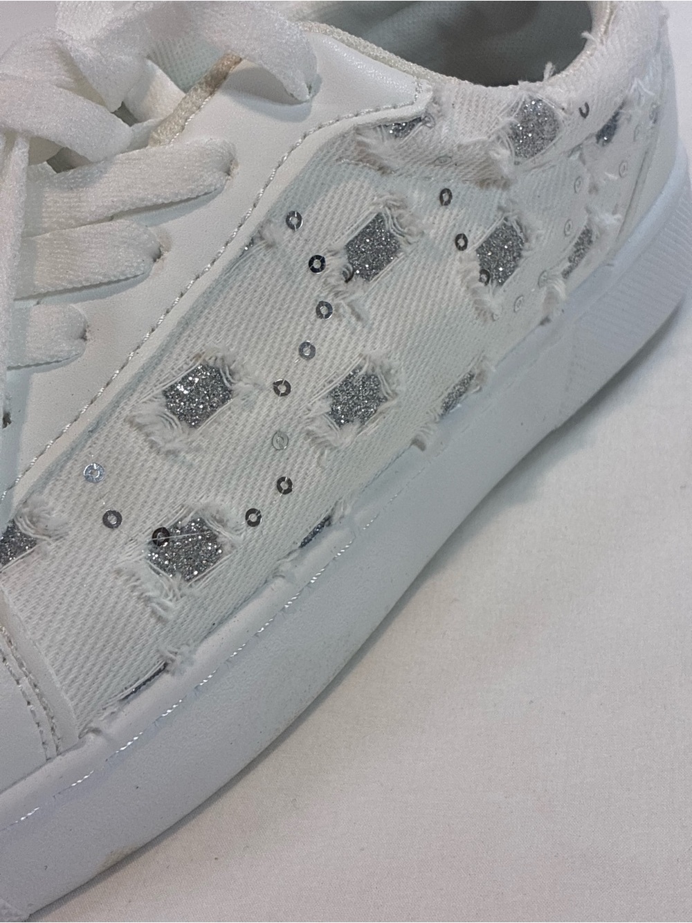 White Women's Studded Low-Top Sneakers - Picture 5 of 9